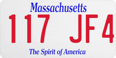MA license plate 117JF4