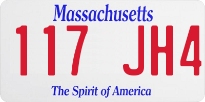 MA license plate 117JH4