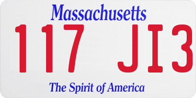 MA license plate 117JI3