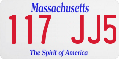 MA license plate 117JJ5