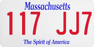 MA license plate 117JJ7