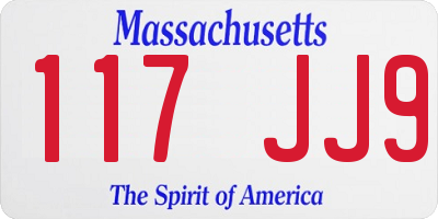 MA license plate 117JJ9