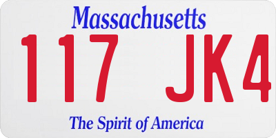 MA license plate 117JK4