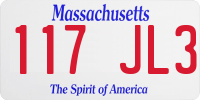 MA license plate 117JL3