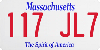 MA license plate 117JL7