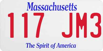 MA license plate 117JM3