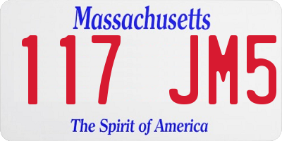 MA license plate 117JM5