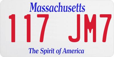 MA license plate 117JM7