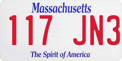 MA license plate 117JN3