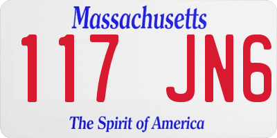 MA license plate 117JN6