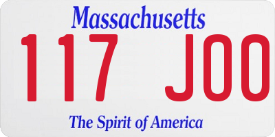 MA license plate 117JO0