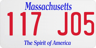 MA license plate 117JO5