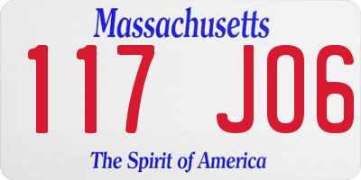 MA license plate 117JO6