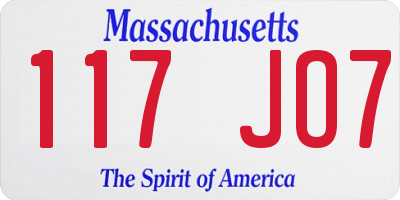 MA license plate 117JO7