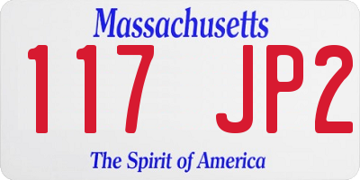 MA license plate 117JP2