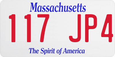 MA license plate 117JP4
