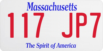 MA license plate 117JP7