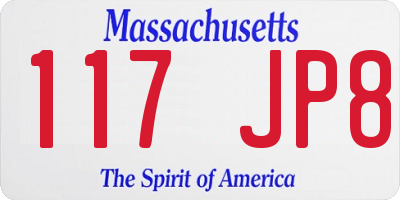 MA license plate 117JP8
