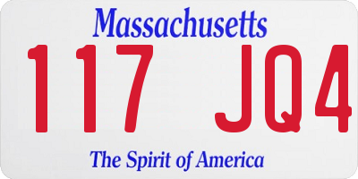 MA license plate 117JQ4