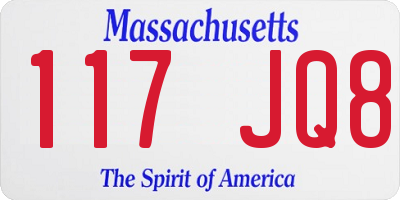 MA license plate 117JQ8
