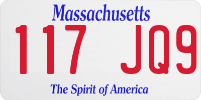 MA license plate 117JQ9