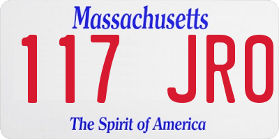 MA license plate 117JR0