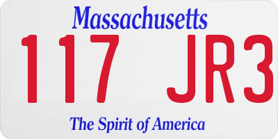 MA license plate 117JR3