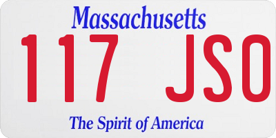 MA license plate 117JS0