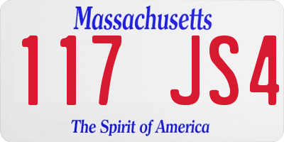 MA license plate 117JS4