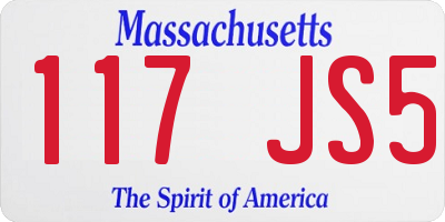 MA license plate 117JS5