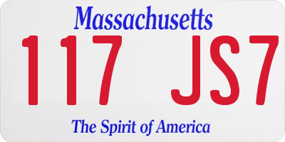 MA license plate 117JS7