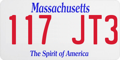 MA license plate 117JT3