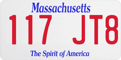 MA license plate 117JT8