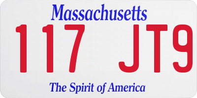 MA license plate 117JT9