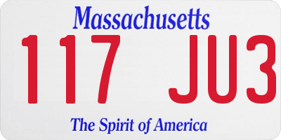MA license plate 117JU3