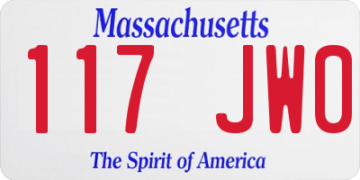 MA license plate 117JW0
