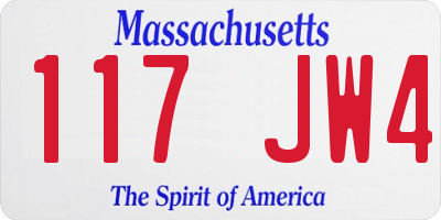 MA license plate 117JW4