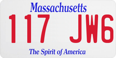 MA license plate 117JW6