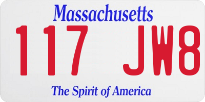 MA license plate 117JW8