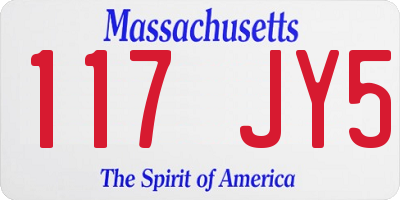 MA license plate 117JY5