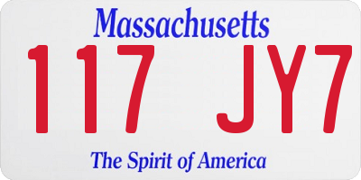 MA license plate 117JY7