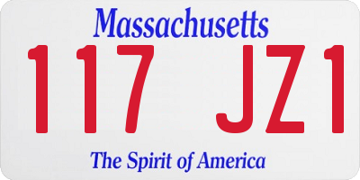 MA license plate 117JZ1