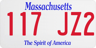 MA license plate 117JZ2