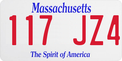 MA license plate 117JZ4