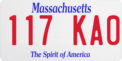 MA license plate 117KA0