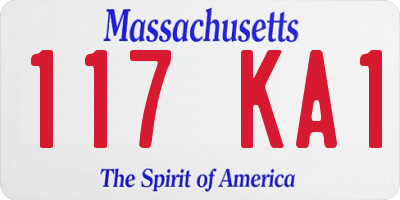 MA license plate 117KA1