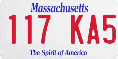 MA license plate 117KA5