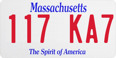 MA license plate 117KA7