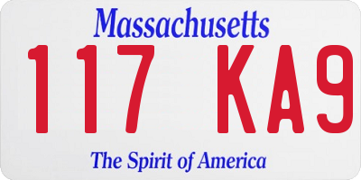 MA license plate 117KA9