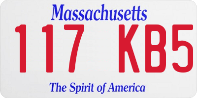 MA license plate 117KB5